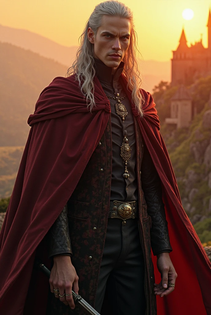 Create the twilight image of the vampire Caius Volturi according to your description in the book of majestic appearance