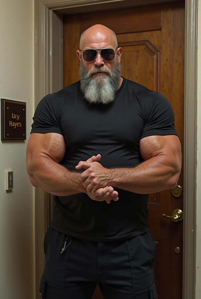 Muscular old security guard with open mouth and long greying hair,JP, ((very dark skin)), (black skin), African skin color, He wears a long-sleeved turtleneck sweater,He had sad eyes in his eyes,Grievanced frown, blue charming eyes,Tall and burly,musculous!Tall, Burly and strong, Extremely detailed depiction of faces,Exquisite facial features,super gain and cool, commission for high resolution, Attractive strong men,Luxurious warmth in burgundy tones,no brown hair, He was in the luxurious living room, Old man, JP, An award-winning original photo, ( brown skin color), long gray hair, full white beard, A wild muscular old man, (80 years old daddy:1.1), 1boy, Solo, (tanktop), (big shoulders), musculature, stubbles, dark skin, long grey hair, thick grey beard, Detailed face, (evil smile), blue eyes, veins, wrinkles, big old man nose, nose with pronounced bridge and outward curve that protrudes from the base of the nose, dark olive skin color, brown skin, veins, absurdly huge nose, hawk nose, convex nose, well groomed moustache, (flexing his biceps), Dynamic Angle, volumetric lighting, (Best quality, A high resolution, Photorealistic), Cinematic lighting, Masterpiece, RAW photo, Intricate details, hdr, upper body shot