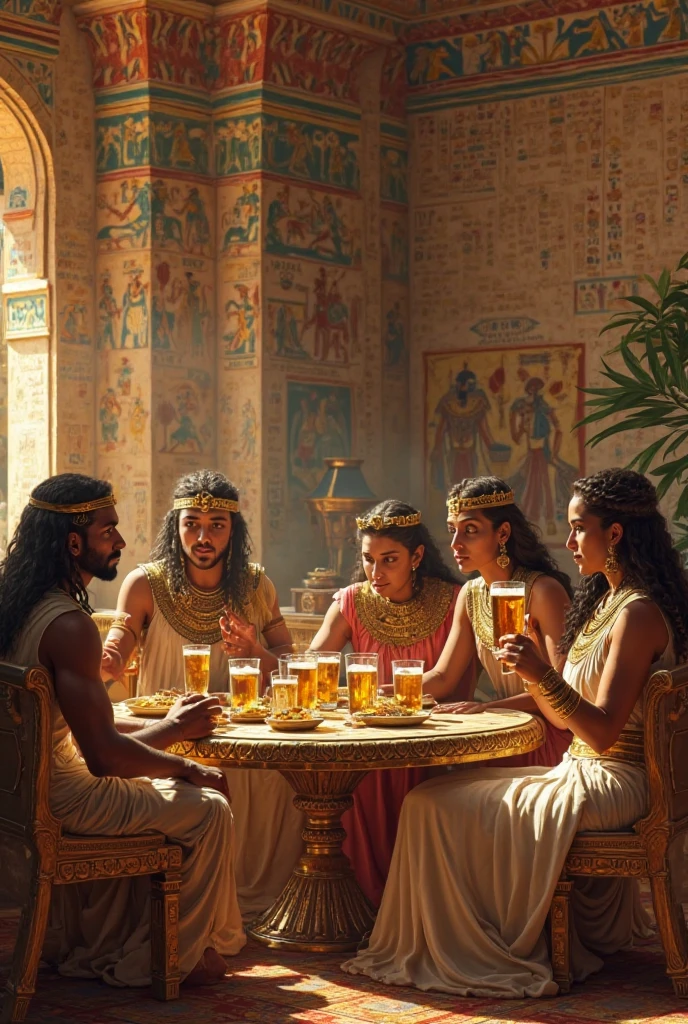 Egyptians drinking beer 