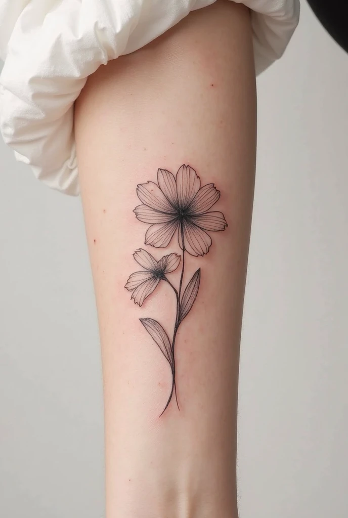 Create a tattoo art with a flower and a mandala, only in delicate lines and black and gray for the female forearm area.