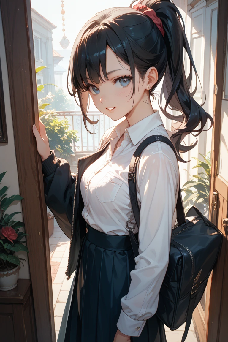 looking at viewer,high school girl,leaning forward,(random school uniform),(random Lively pose),(Thin type),(large breasts),(random hairstyle),(Highest image quality, (8K), Ultra-realistic, Best Quality, High quality, High Definition, high quality texture, high detailing, Beautiful detailed, fine detailed, extremely details CG, Detailed texture, realistic representation of face, masterpiece, presence),(wearing glasses:1.1)
