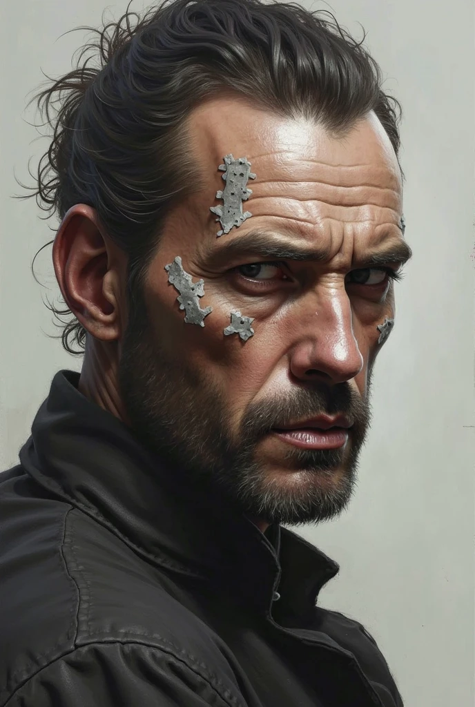 Pencil drawing, beautifully made, " "concept art," "realistic," , "detailed environment: , "high detail", "detailed face", "high-res", "ominous aura,", "8k resolution", "oil painting", "graded colors", "darker tone" , "saturated" ,"professionally colored" , "dark feeling", "concept art" , "detailed features" , "detailed eyes", "cold eyes", "1man" , "upper body", "trailer background", "lean build" , "scruffy short hair" , "scruffy short beard" , "cigarette between lips" , "tattered clothing", "digital art" ,"modern time" ,"Ultra-detailed animation art and visual effects masters perfectly compose intricately detailed digital art" , "Correct and perfect anatomy", "dark tone" , "attractive features" , "stubble on chin" , "handsome" , "eyepatch" , "mature" , "aged man"