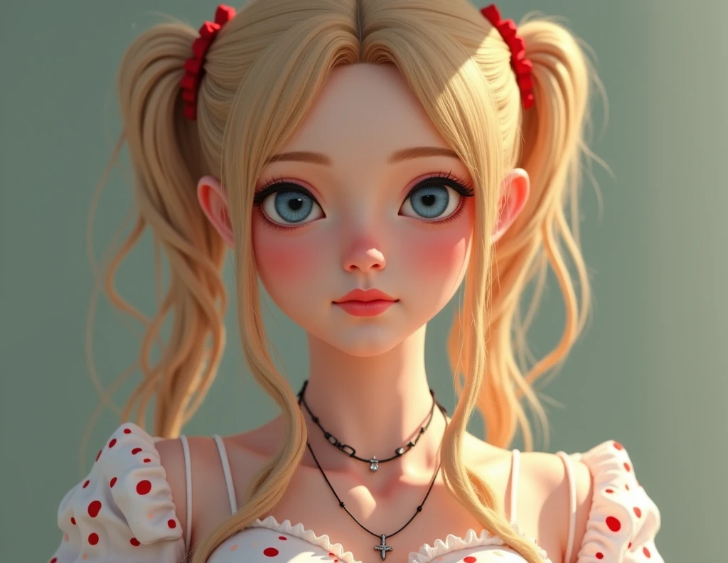 hair bobbles, longeyelashes, solid circle eyes, light smile, ear blush, ccurate, blonde hair, mole under eye, naughty, sexy, mini skirt, young, Expressionism, Hyperrealism, 8k, super detail, best quality, award winning