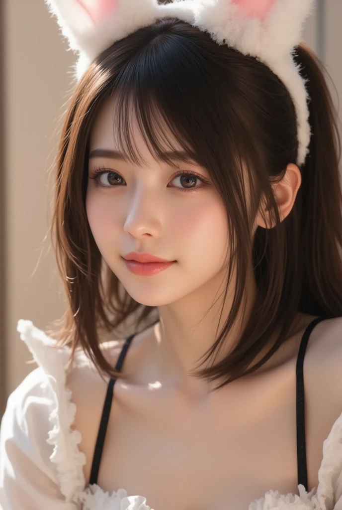 cute 21 year old japanese、night、on the bed、cute colorful pajamas、super detailed face、Attention to detail、double eyelid、beautiful thin nose、sharp focus:1.2、beauty:1.4、(light brown hair、shortcut) hair、white skin、highest quality、masterpiece、ultra high resolution、(Photoreal:1.4)、smaller breasts、