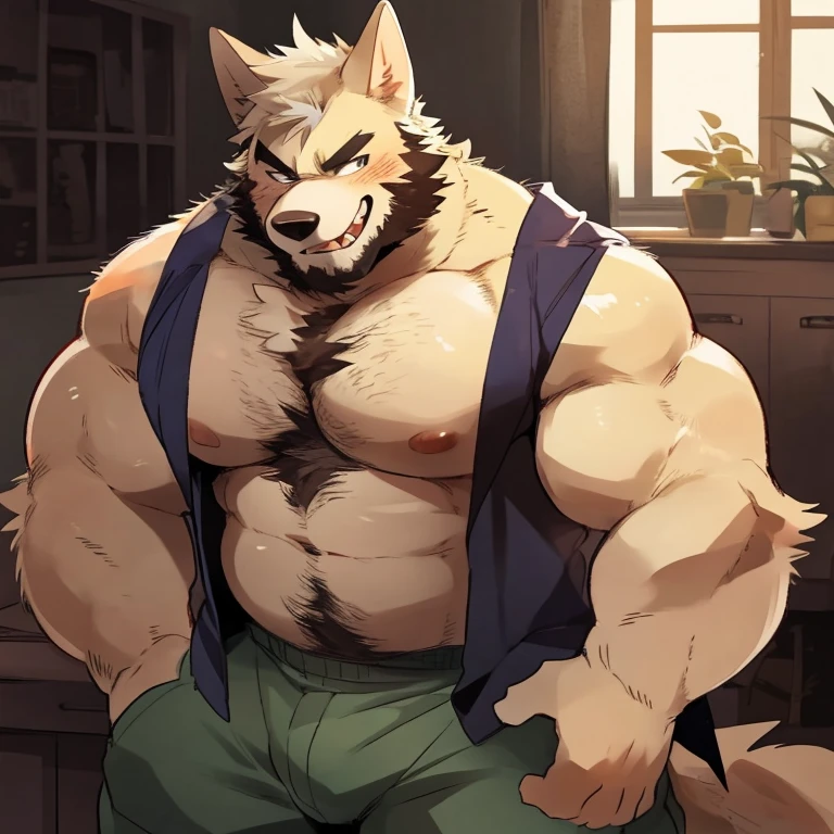 Scribble 德国牧羊dog face,Cute face,human nature(dog),(Topless:1.3),muscular,(White eyebrows:1.1),(White lingerie),(Perfect purple eyes),(artist:Takemoto Arashi),(Bulging buttocks),Bedroom scene,crystal necklace,Black fur,light pink nipples。