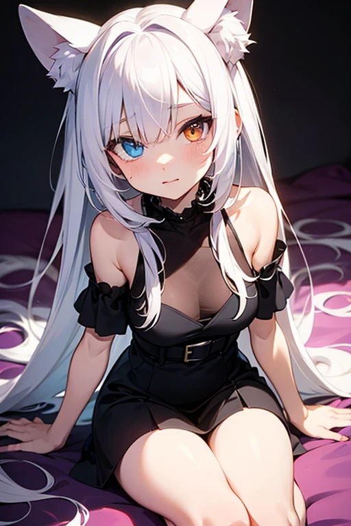 anime girl with white hair and blue eyes sitting on a bed, seductive anime girl, white haired deity, white haired, perfect white haired girl, white-haired, white haired lady, girl with white hair, , shikamimi, oppai, ahegao, best anime 4k konachan wallpaper, top rated on pixiv, silver haired
2