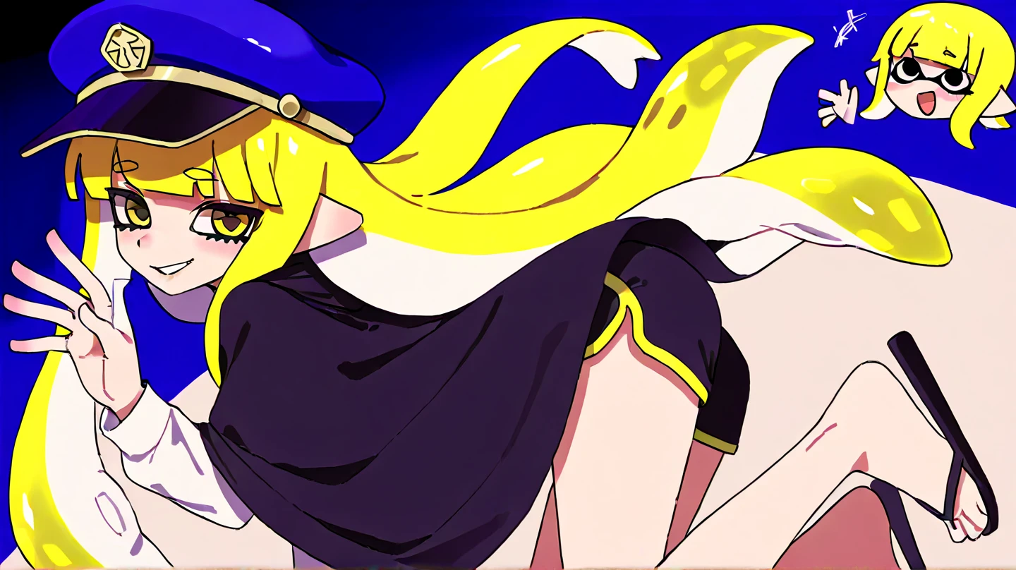 ((Highest quality)), ((masterpiece)), (Familiar), Lusamine,thin,nsfw,Tattoo of the uterus,Love juice,Long blonde hair,Small breasts,Erect nipples,Adult female,Green Eyes,Slanted Eyes,,Black Dress,Long skirt