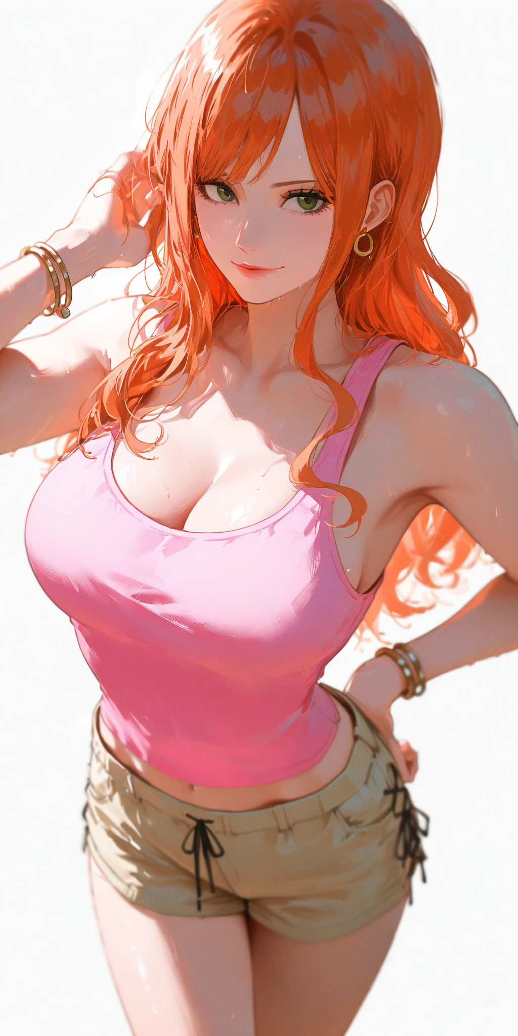 ((a photo of 40 year old Marcia Cipher)), solo, driven expression, (shy:1.5), face close up, face focus, wearing pink tank top, huge breasts:1.7, cleavage, (ginger long messy hair), pubic hair, wrinkles, dark theme, extremely detailed eyes, detailed symmetric realistic face, extremely detailed natural skin texture, peach fuzz, messy hair, masterpiece, RAW photo, sharp focus, absurdres, hospital background, award winning, standing, head shot, 1 woman, ((40 year old woman))