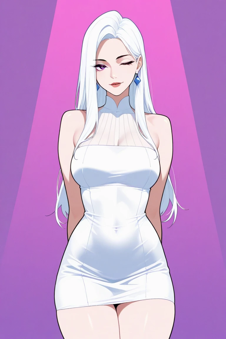 beautiful woman with white hair at a fancy party anime painting and pitch-black minimal thick cartoon line painting shading, simplified art style, (masterpiece, best quality, highres, illustration, ultra detailing:1.1), 1girl, detailed background, perfect body
