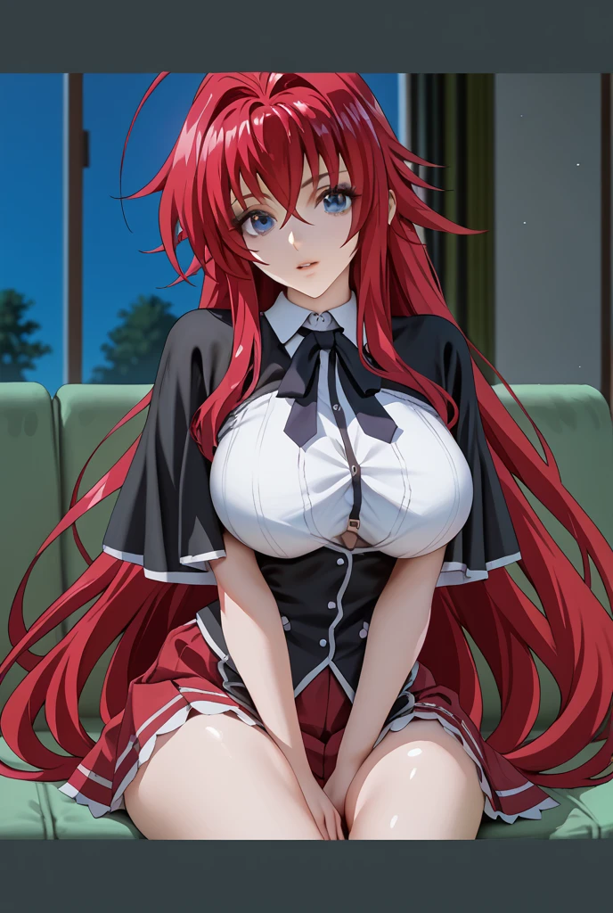 Rias Gremory with her breasts out