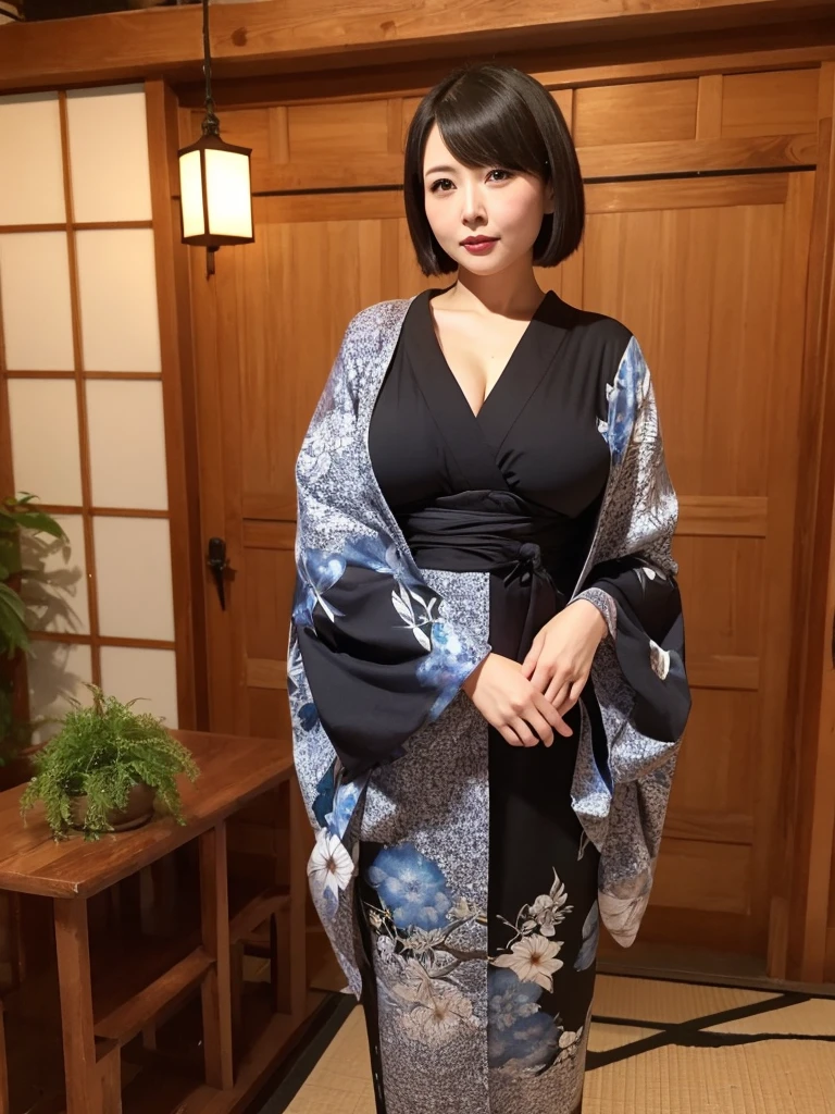 ((wearing a yukata:1.5)), detailed female anatomy, smooth skin, flawless body, graceful pose, natural lighting, serene expression, photorealistic, 8k, high quality, masterpiece, studio lighting, realistic, detailed skin texture, elegant, ethereal, glowing skin, ((full body:1.5)), ((standing:1.5)), ((Cleavage:1.5)),((The clothes are skimming:1.5))