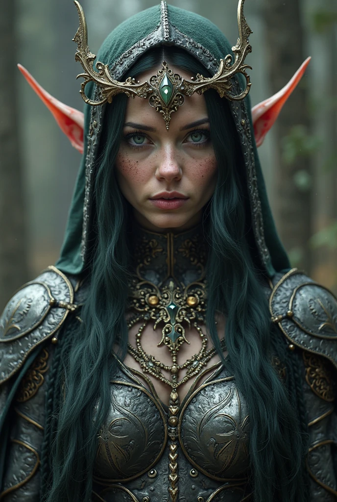 "Create a unique Satyress character rooted in Nordic mythology, blending her traditional woodland and nature-bound traits with the mystical prowess of Valkyries. She embarks on a quest to rescue a stolen artifact from a cunning frost giant, forging an unlikely alliance with a mischievous Loki along the way."