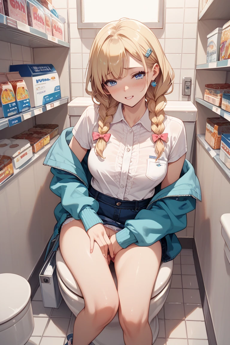 (((best quality, highres, masterpiece, uncensored, high quality, ultra detailed, extremely detailed CG, hiqcgbody, beautiful face, beautiful eyes, extremely awesome detailed CG unity 8K HDR wallpaper, perfect anatomy:1.1))), (extremely awesome detailed realistic, extremely awesome detailed 3d:1.0), (((Uncensored, nsfw,1girl, sex slave))), (1girl, (((chestnut hair, blue inner, medium bob hairstyle, sideburns, shiny hair, drill hair, (ahoge), (Hair Flaps:1.3), extremely long hair)))), (((((Sniper, whistle around neck, , clothing aside, see through))))), (((yellow green eyes, picha))), (((((extremely awesome detailed deep-silky-healthy-lackwarm-foundational-baby face))))), (((((after sex, clitoris, pussy, anus,(spread legs), arms behind head, happy, blush, spoken heart, aroused, (vulgarity, heavy breathing, fucked silly, trembling:1.2), (completely nude, pussy juice, sweaty skin, steam, smelly:1.2),cowboy shot, front view, pussy focus))))((((toilet use, panty pull, toilet, restroom, panties above knees, panties below knees, sitting, bottomless, pants pull)))), caughtpeeing, (pee, peeing), peeing self