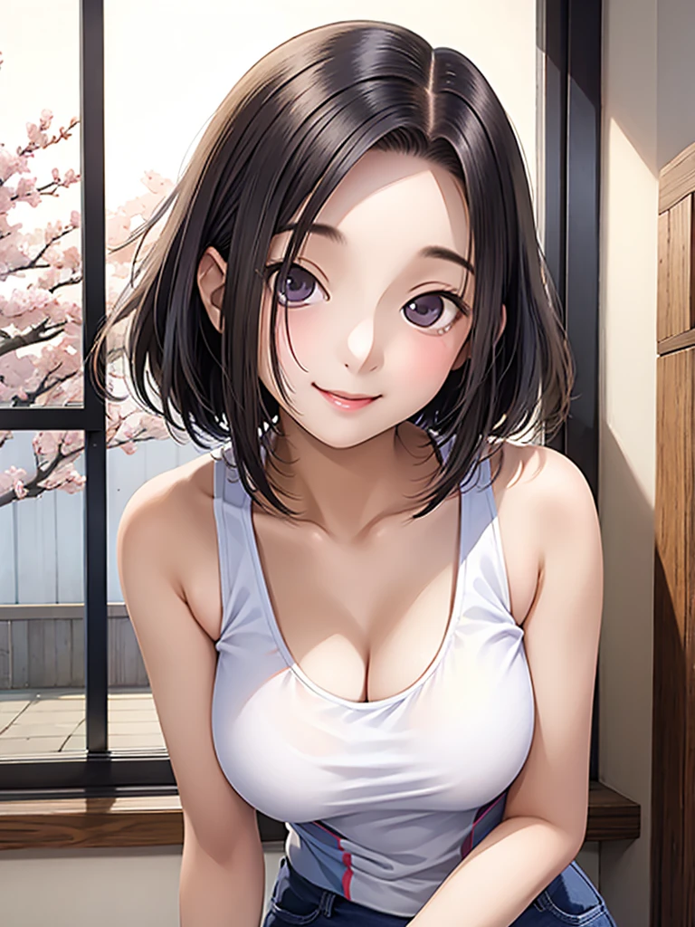 1 Woman, Japanese Woman,(Housewife:1.5),(40 Years Old:1.68),(Attractive Mature Woman:1.66),(Middle Age:1.78),(Small Round Face:1,69),(small breasts:1.5),((graduated haircut)),Casual, simple blouse,V-neckline,knee-length skirt, blouse in bright colors,pastel shades,(((cafe interior,in room))),(Pressing the crotch with the hand on the skirt:1.72),(aroused:1.58),(tears:1.24)