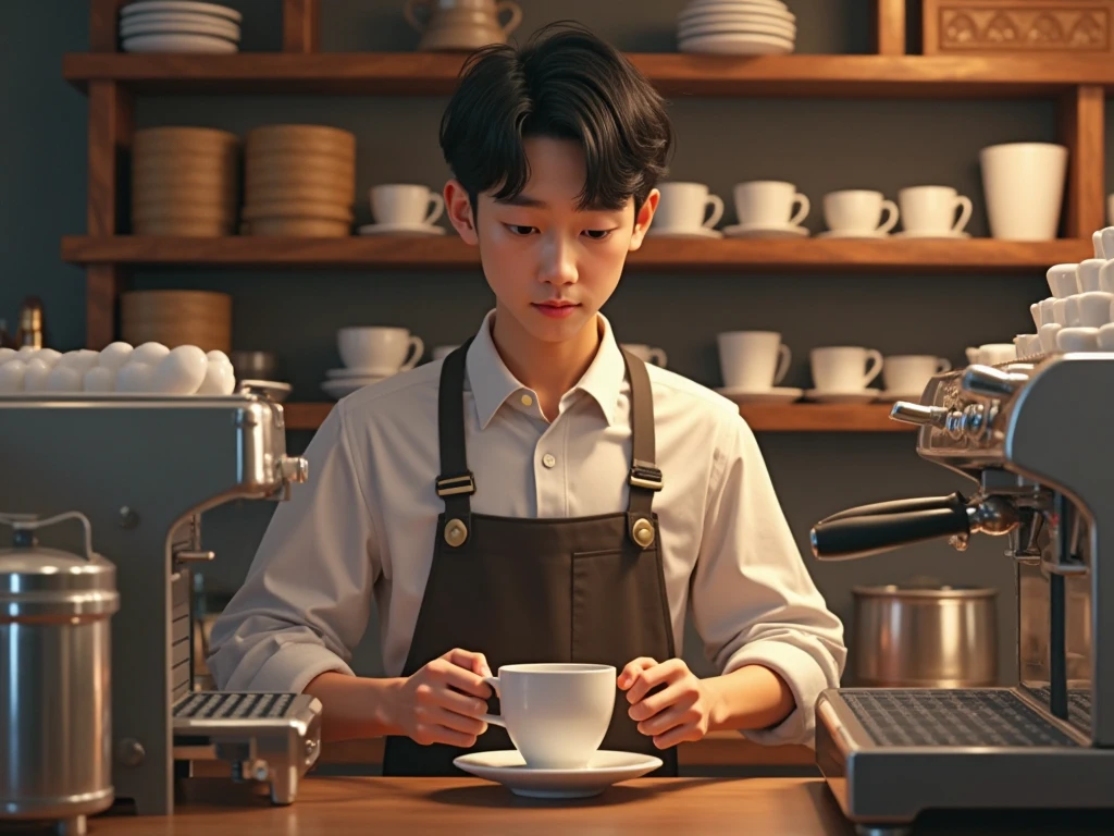 Young Korean barista man