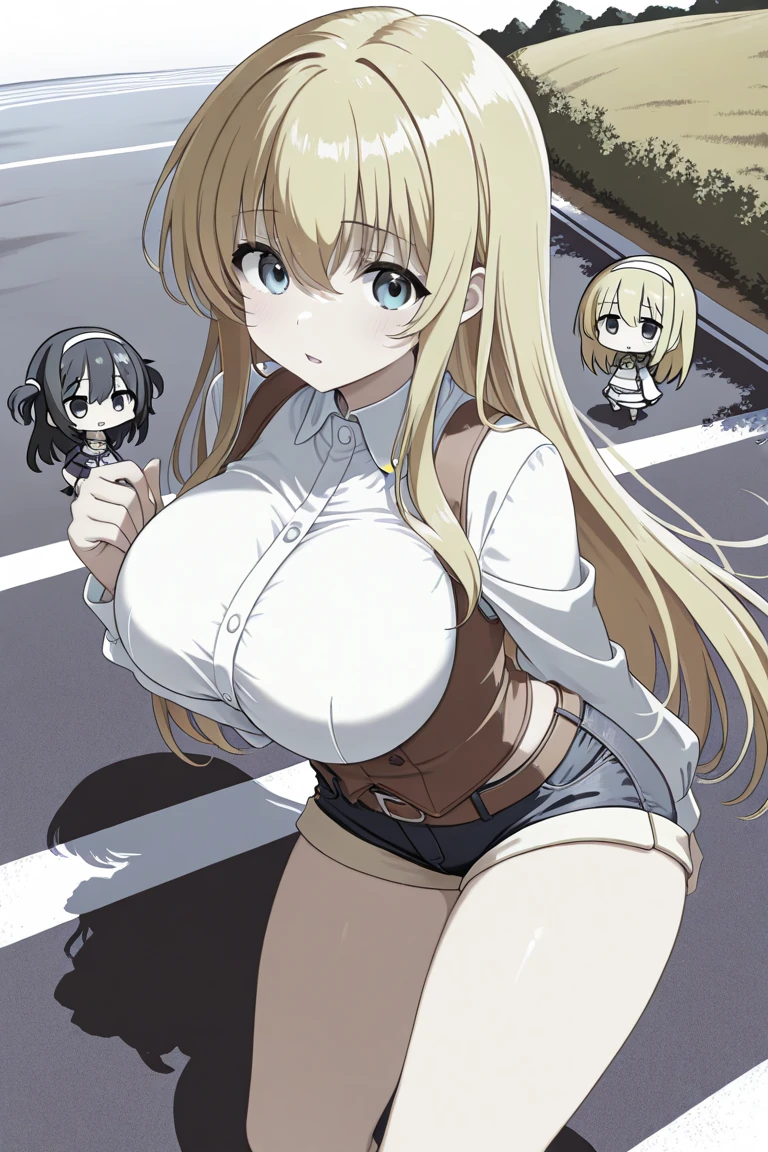 1girl, 独奏, nsfw,, (wearing nothing: 1.5), large breasts., empty eyes , 、whimsical tearju,, long hair, blonde hair,, green eyes,, nipple, big breasts、Abandoned amusement park、 file, crying ,flooding、abandoned hospital、fire、heavy snowfall、frozen、 Riding a bike
