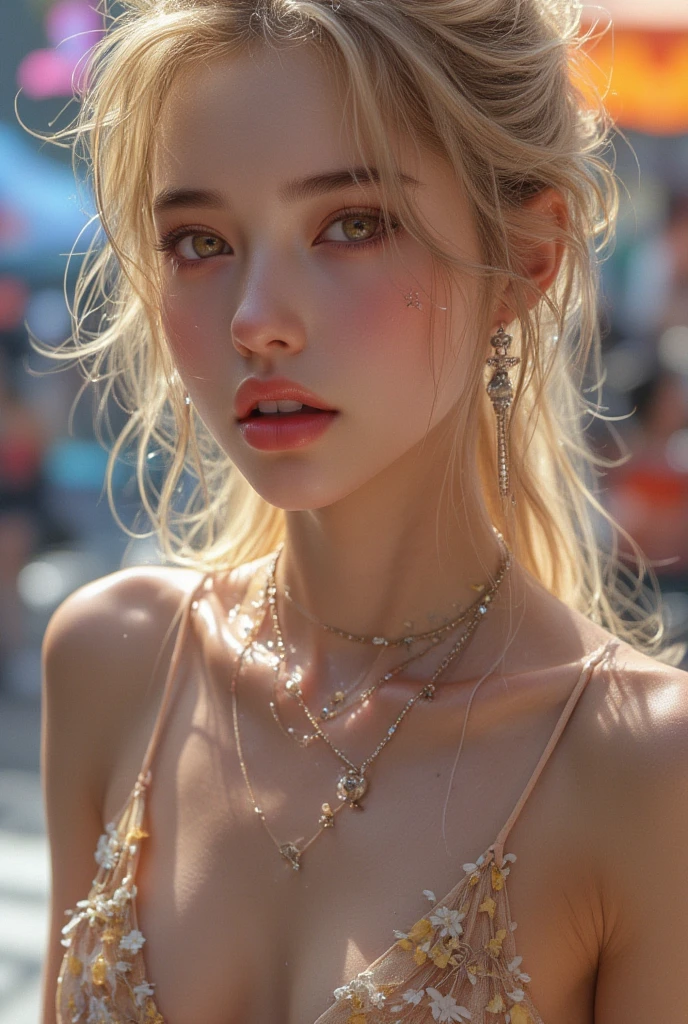 Japanese、gal、female、cute、sexy 、long hair、 Gold