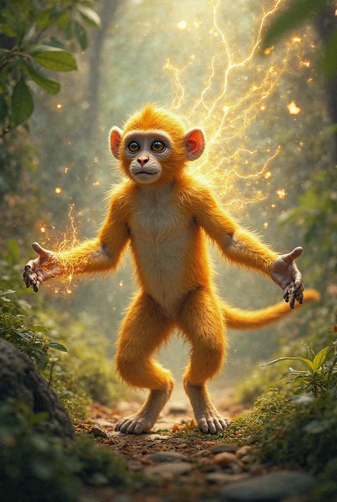 The green monkey saved the other monkey and jumped from the burning tree