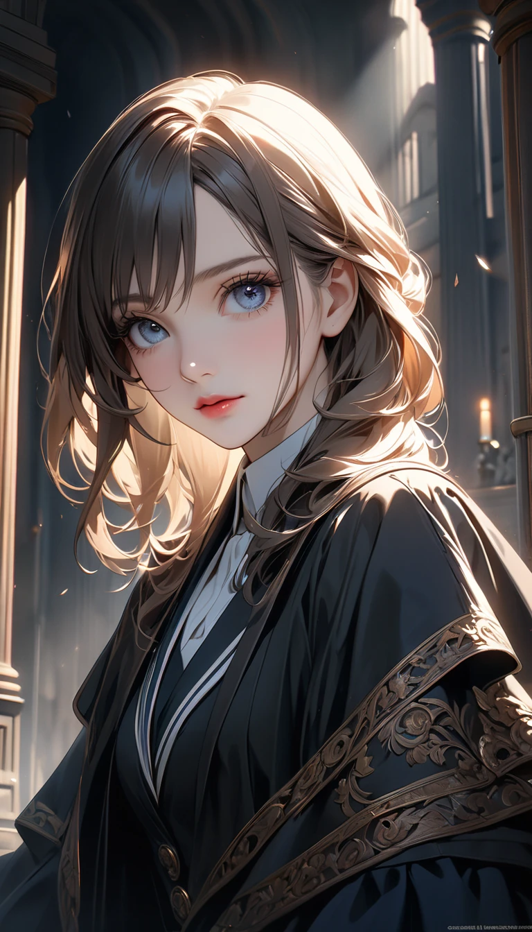 ​masterpiece、top-quality、超A high resolution、2D beautiful girl、animesque、teens girl、The long-haired、Silvery crown、Beautiful blue eyes、The clothes are also depicted in detail、Eyes are depicted in detail、The face is depicted in detail、Sorcerer、Soio、Gentle smile、hair adornments、animesque、illustratio