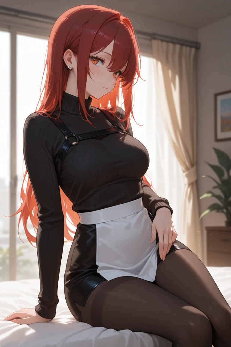 ((Best quality)), ((masterpiece)), (detailed), busty, pantyhose, redhead, panties