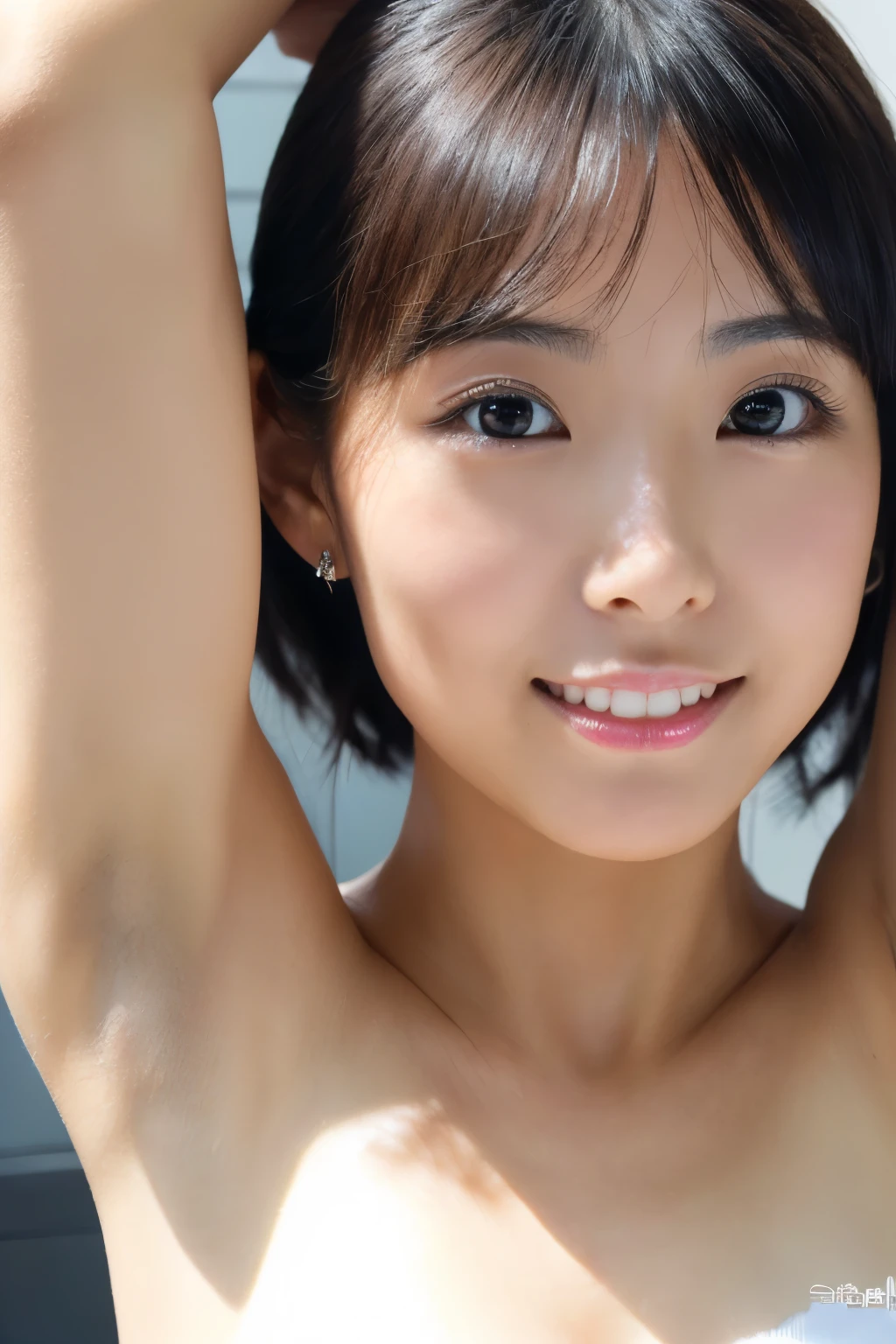 ((Highest quality, masterpiece)), One person, 20-year-old woman, ((Side pussy:1.3))、(Medium-long hairstyle:1.3)、((Thin body type:1.3))、Sweaty body、A sloppy smile、((Full nudity:1.2))、((Small Boobs:1.5))