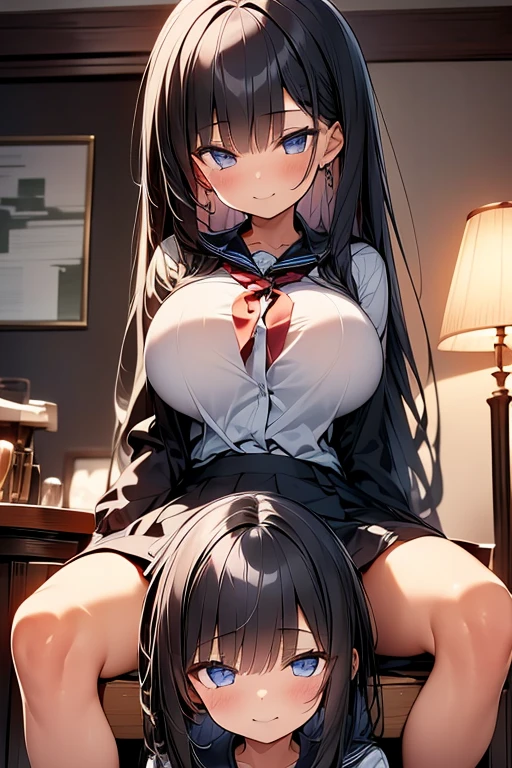 (2girls:1.5), (height_difference:1.5), (size_difference:1.1), (giantess:1.1), a giantess looking down at tiny woman, work office, cleavage, (adult woman: 1.4), simple, simple lines, low contrast, cute, a tiny woman below the breasts of a giantess, hugging, (yuri:1.1)