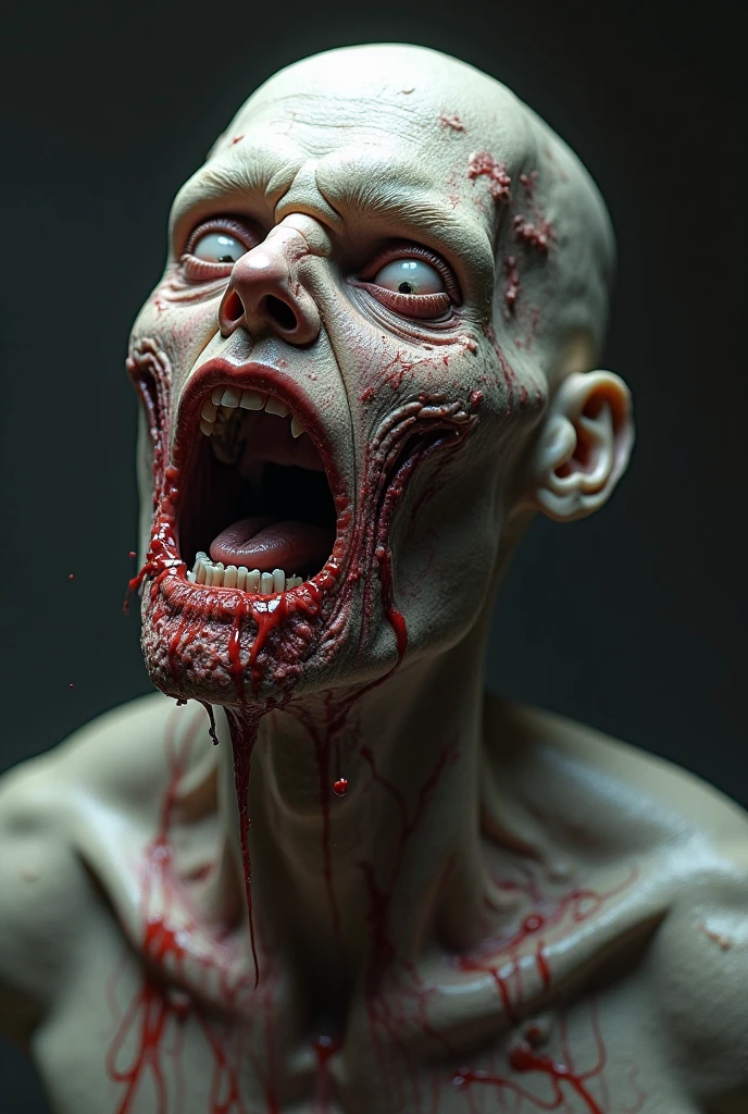 Surreal art, statue, white plaster, horror, horrific, anxiety, anguish, hatred, self loathing, misery, depression, melancholic, the end of all happiness. A statue that represents all the hideousness that a schizophrenic has to endure. Demonic entities constantly hissing in their ear. Ugly faces from hell revealed in every shadow, sprawled across every surface especially if it is reflective. The ugliest, most worthless entities you can ever imagine. Makes you want to kill yourself or someone else instead of hearing or seeing them again. Show the head broken open and demonic faces coming out of it. Ultrarealistic, photorealistic, cinematic photography, cinematic lighting, cinematic portrait, portrait photography, realistic, realism, ultra detailed, UHDR, full focus, highest quality, hyperrealistic, 3D Rendering, 8K Octane, Cinematic, Cinematography, attention to detail, Best Quality, Award Winning, Masterpiece