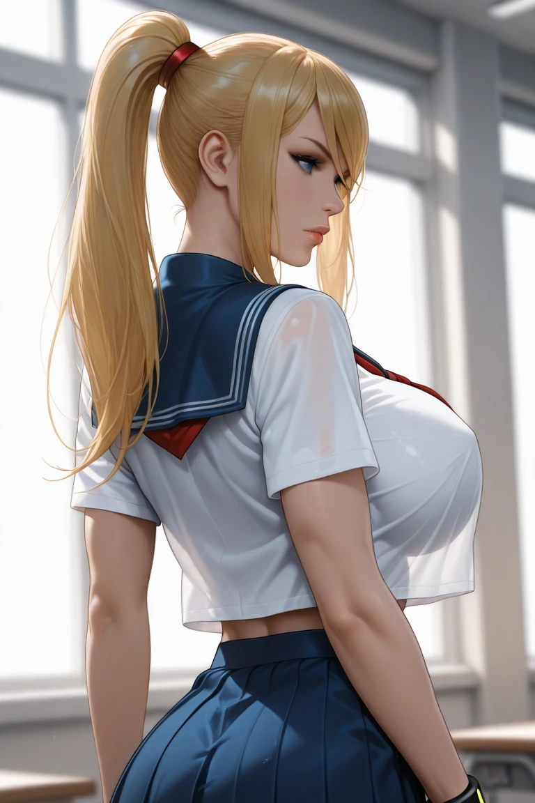 One girl, short t-shirt, skirt nike sneakers, big ass, perfect breast, slim, cute, sexy, very detailed, exquisite lighting and composition, , 8k, sharp, highly detailed, high resolution, looking back