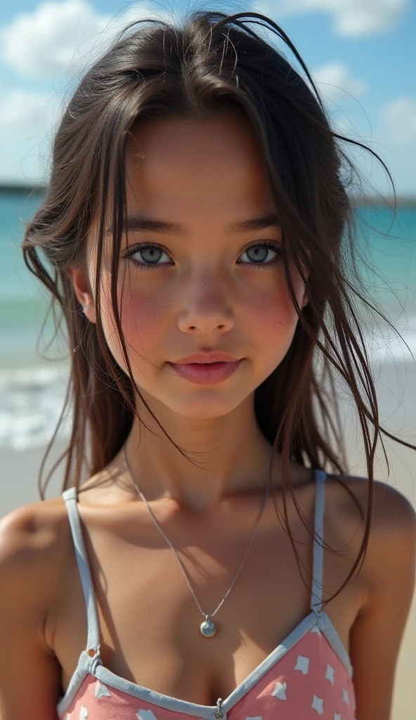 art by Cornflower, dreamy, (a girl who was  and had beautiful detailed eyes. The depth of field in the photo was perfect, and the lens flare added a nice touch. The finely detailed features of her face really stood out, and the score for this photo was definitely greater than 10. In the background, there was a beautiful ocean with crystal clear water and water droplets on the surface. It was a stunning photo that really captured the beauty of the girl and the water.)