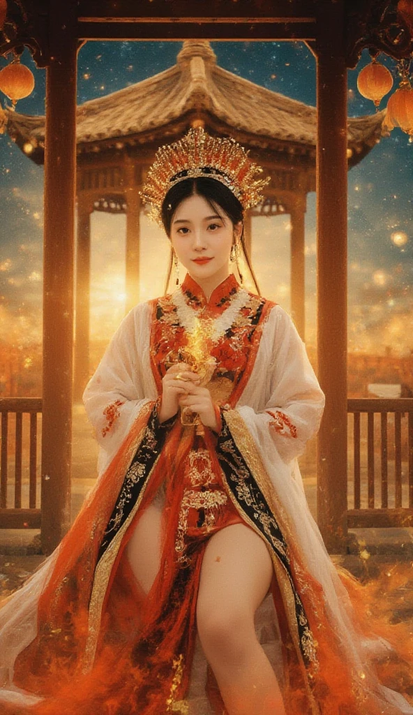 (Fight fiercely with dragons)、top-quality、masterpiece、超A high resolution、(Wearing a colorful Japan kimono)、Kimono with beautiful pattern、(Wearing a beautiful crown made of jewels),(Photorealsitic:1.4)、Raw photo、女の子1人、Japan big castle background、glowy skin、(((Chinese Dragon)))、(Gorgeous Jewelry Necklaces)、(Mystical expression)、(Fight big dragons)、Kimono with beautiful pattern of Japan、(Metal bodysuit)、(beautiful forest background)、Precipitous cliffs、(Small LED)、((super realistic details))、portlate、globalillumination、Shadow、octan render、(There is also a shrine in the background)、8K、ultrasharp、Colossal tits、Raw skin is exposed in cleavage、metals、Details of complex ornaments、Japan details、highly intricate detail、Realistic light、CGSoation Trends、Blue eyes、radiant eyes、Facing the camera、neon details)、Gundam、Small LED、,Mechanical thighs、Toostock、(Full Body Angle)、(veils)、