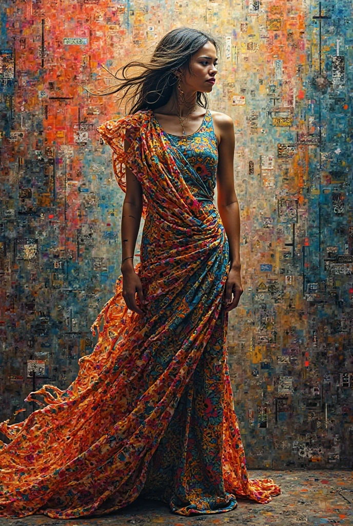Jeremy Mann. (Model with stunning dress painting)  masterpiece. Impasto oil painting, textured. Saturated deep colors. High contrast. Detail. Multi-layered image with cellular shadows. Beautiful  Model, Perfect Nature, golden ratio, award winning, highly detailed, centered, drawn, complex, volumetric lighting, beautiful, masterpiece, depth of field, perfect composition, high resolution 8K, palette knife and brush strokes, Artistic style Ivan Slavinsky artist. (woman Figure painting)  masterpiece. Full body of beautiful woman in dress. Dance, Extravagant fashion. Impasto oil painting, textured. Saturated deep colors. High contrast. Detail. Multi-layered image with cellular shadows. Beautiful face, Perfect anatomy, golden ratio, award-winning, highly detailed, centered, drawn, complex, volumetric lighting, beautiful, masterpiece, depth of field, perfect composition, high resolution 8K, palette knife and brush strokes,