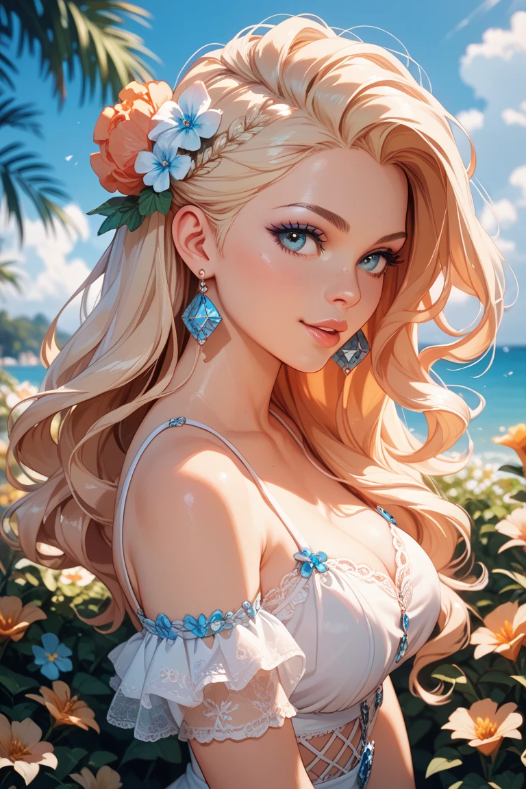 Beautiful girls in tropical place.romantic