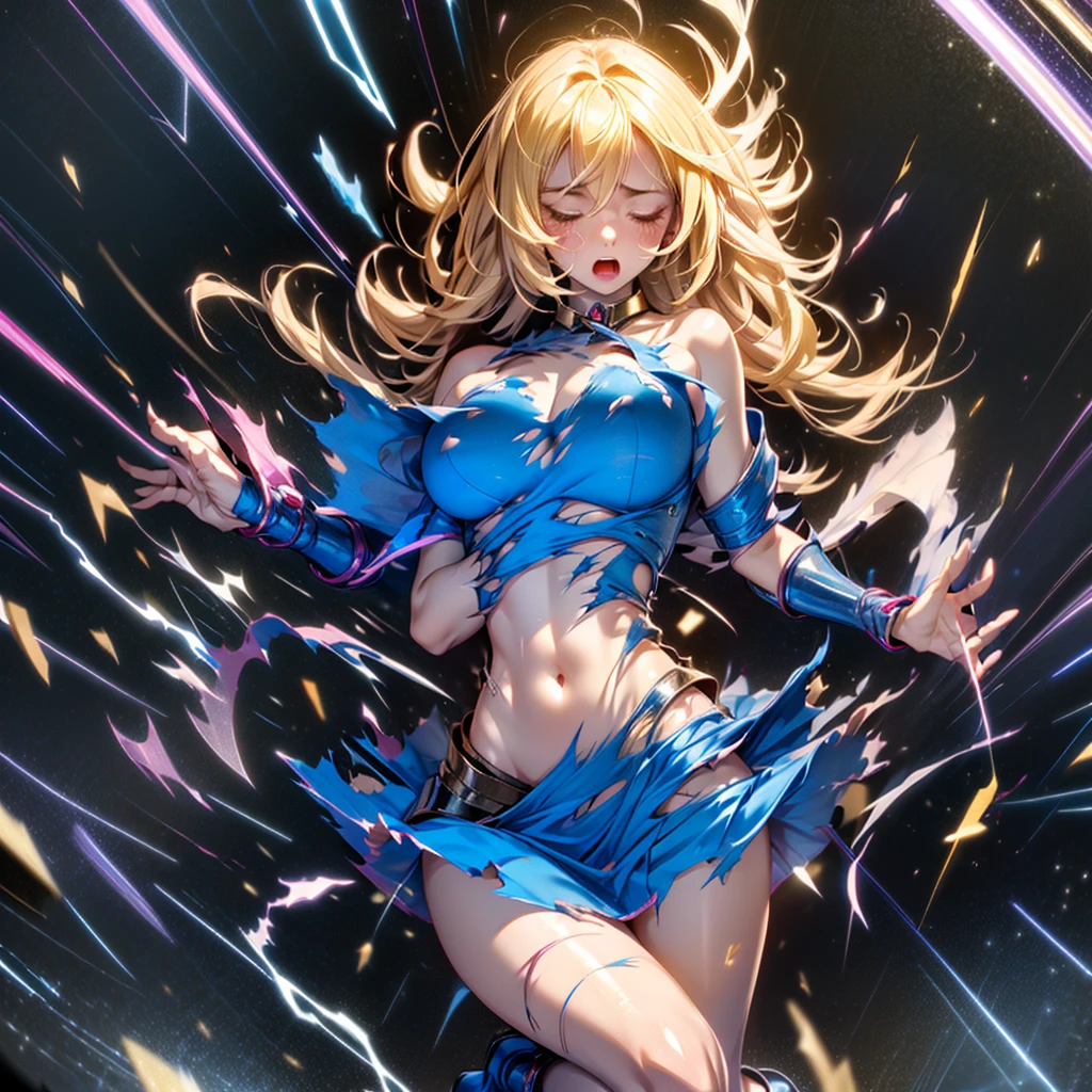 Woman, excited, (female in heat) very horny, Age 22,(long blonde and very messy hair) well-defined face and eyes, 4K, red lipgloss stick, with various accessories on the body, realistic hair, (torn abdomen)), long, toned and well-defined arms and legs, (she has piercing) in the navel and various other accessories around the body, (medium breasts), excessive sweat, ((glowing light blue eyes)), choker, very sexy, (((perfect well defined body , without panties or bra showing off her beautiful breasts, in a cleavage, wearing a dark blue dress with x-shaped straps))),,orgasming(())(sensual cleavage),She is wearing transparent white sleeves on her arms with her shoulders showing, tatoo, ahegao, face perfect bem detalhado, Feet and hands well detailed with a transparent white sock just above the knee with black straps on the thighs, ((very sexy)), face perfect, She is without panties, showing a beautiful little vagina, (ela está sitting com o vestido levemente levantado, showing off your beauty, small, well-defined vagina, (shaved), blushed, horny face, juice dripping from pussy (high leather boots, (wet with sweat) muito excited, oozing semen from vagina very realistic and well designed, work of art, high qualiy, 4K, High definition, (orgasming), tramp, delicious, safada, (sitting), submissa, Masturbating, your well-defined anus, small, well-defined and realistic vagina, oozing a lot of white sperm from the vagina and anus, with tears in your eyes, (crying with pleasure) muito excited com esperma escorrendo na boca