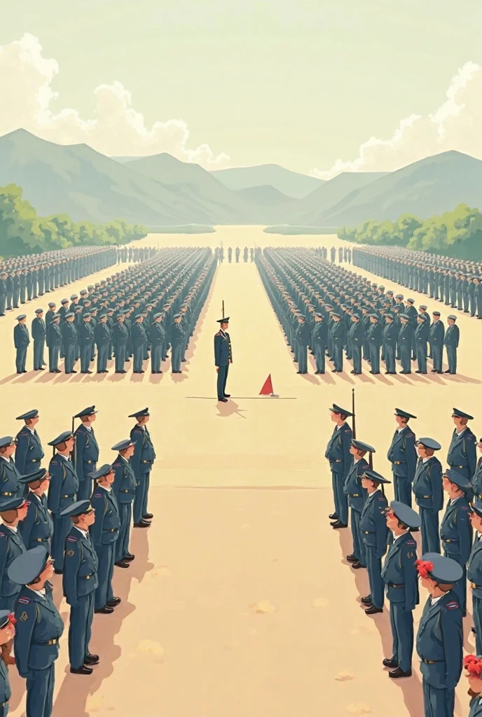 1 man dressed as a military officer, giving an exciting speech, speech of the century, speech in front of thousands of soldiers, the flower giving a speech. The fiurer.