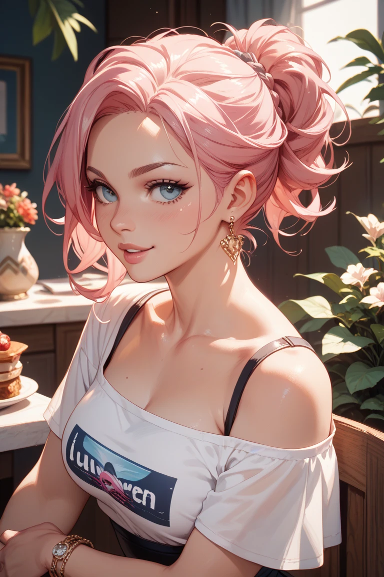 Shiratori aira by Dandadan, short pink hair, anime style dandadan