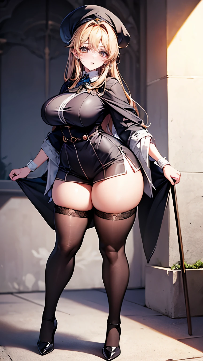 1girl, breasts, open mouth, large breasts, thighhighs, navel, holding, animal ears, cleavage, underwear, panties, weapon, boots, solo focus, hood, scarf, holding weapon, bra, gun, torn clothes, black panties, blood, mask, black bra, holding gun, handgun, dual wielding, stepped on,Grt2c