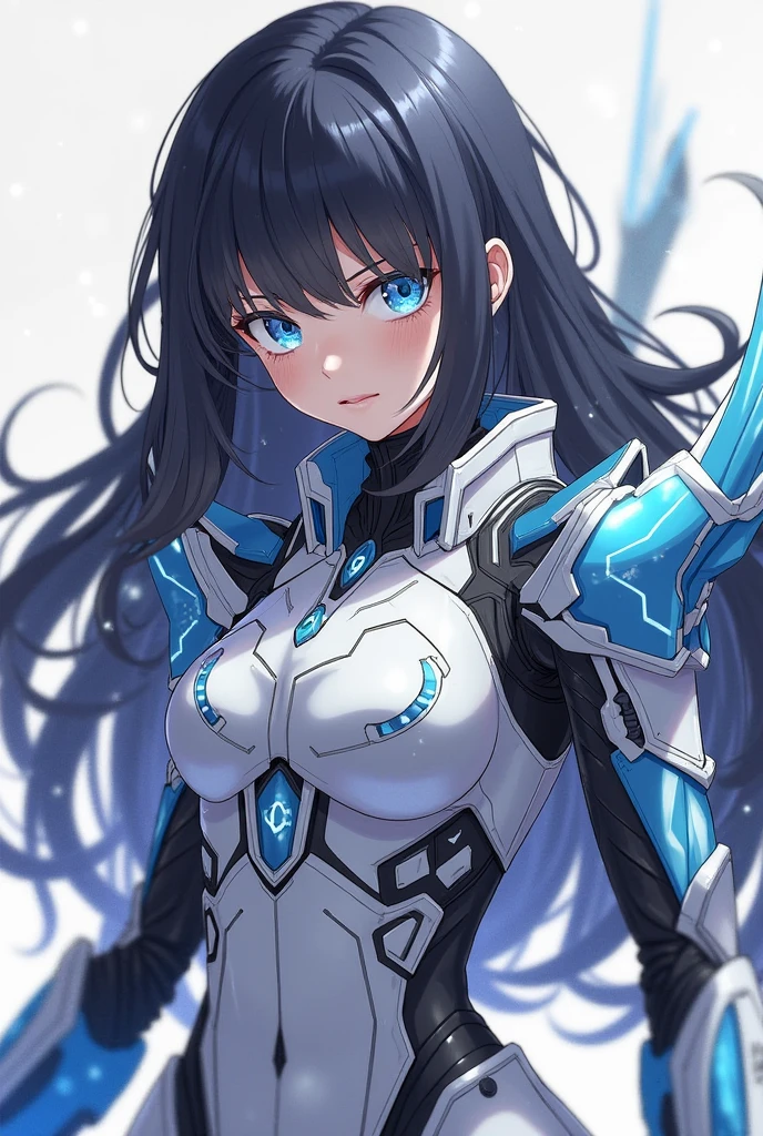 top-quality、Top image quality、​masterpiece、超A high resolution、Android Beautiful Girl、sixteen years old, Glowing red cyber suit, Blue energy source for the chest、silvery shiny hair、The long-haired,Red eyes、A slender、The face is depicted in detail、Eyes are drawn in detail、Clothes are depicted in detail、hiquality、Beautiful Art、Fantastic Universe、Elaborate design、soio、sorcerer、animesque、illustratio、