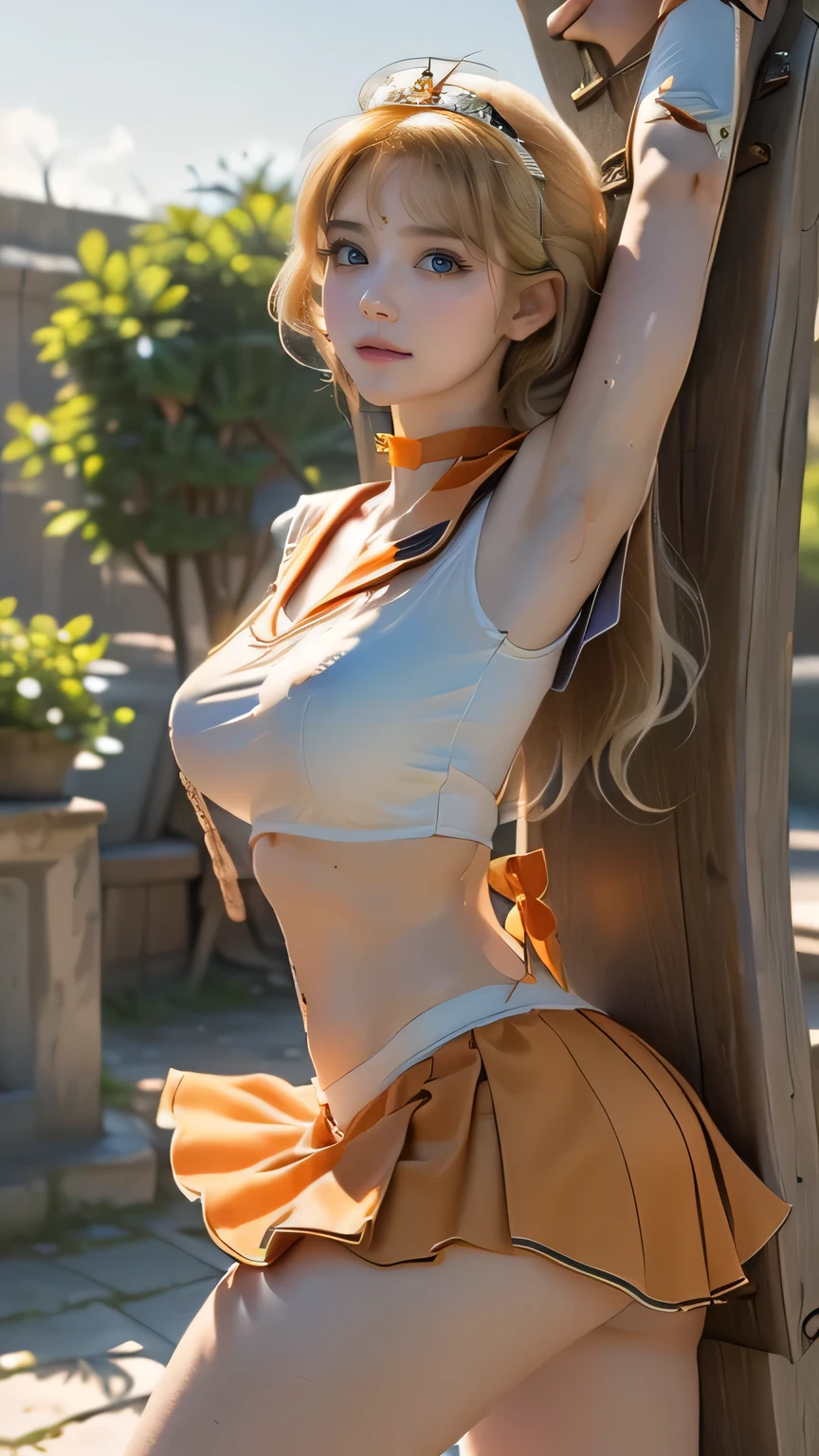 (((  top quality in denns ))), ((  masterpiece)), (   details),((( prison,prison,ruins ))),  ((((((  venus_A, Sailor Warrior Uniform, orange skirt, Elbow pads , tiArA, orange sailor collar, red ribbon, orange choker, See-through Ear Covers, jewelry ,White high leg panties:1.4, Gold, blonde hAir))))))))),  (((  slender body,  big breast ,  Big Breasts,cleavage, Cleevidge, big ass,Wide ass,thick thighs, ))), (( Cameltoe)),((  Glowing Skin,   white skin,  Glowing Skin)), Mysterious Light, (((    well-prepared face about the middle of leg opening,sad face,humiliation,angry face   ))), ((  big eyes)), (((((( droopy eyes )))))), (( random angle  )),      Fully effective    ,  eyeshadow ,  pink cheeks, earrings,  necklace,((((Crucifixion by the X-pillar,  in stocks pose,from behind:1.3,from below,low angle)))),