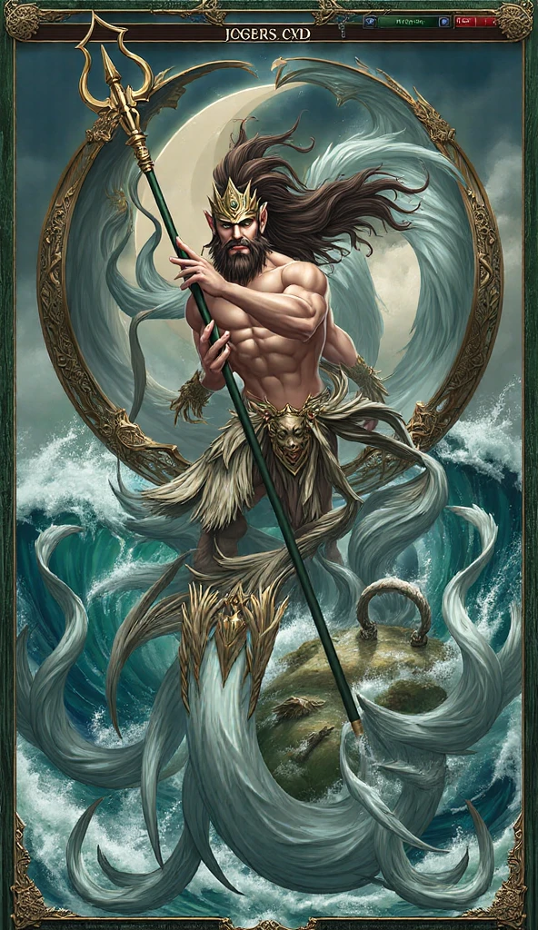 a magnificent and imposing vision of Poseidon, gigantic, taming the waves of a sea in the middle of a storm, half-open sky, with some rays of sunlight passing through the clouds, rough sea, waves in motion and Poseidon in the middle controlling the sea, god of the seas in greek mythology, greek mythology, history of greece, fabulous vision, awe-inspiring, fantastic realism, intricate details, best picture, realism, high definition, masterpiece. --auto --s2