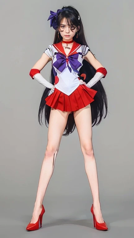 (score_9,score_8_up,score_7_up),source_anime,(masterpiece, best quality), Sailor mars, Sailor mars clothes, Sailor mars hairstyle, pinup pose, cute