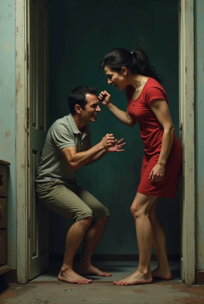 Mother slapping a scared father drawing - SeaArt AI