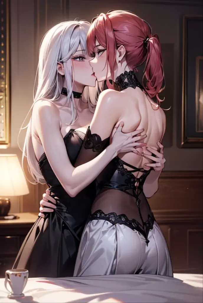(masterpiece、top-quality、hight resolution), The lecherous whore invites the man to join her. She turns her ass to the man and spreads her pussy. She glances at us. She smiles wickedly. Scene of a woman in heat inviting a man to join her, late at night, no one around. (nsfw, red ribbon, ,backless dress), from behind, ass focus