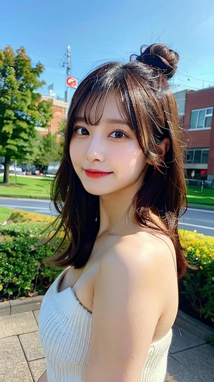((High definition))、((high quality))、8K))、((Korean Beauty))、Beach、Beautiful sea、((naked:1.4))、Jet Black Hair、Medium Hair、Very white skin、 years old、((Small face))、A little chubby、Takahashi Juri、Juri 、rocket punch juri、Heavy makeup、Plump body、A little big butt、smile