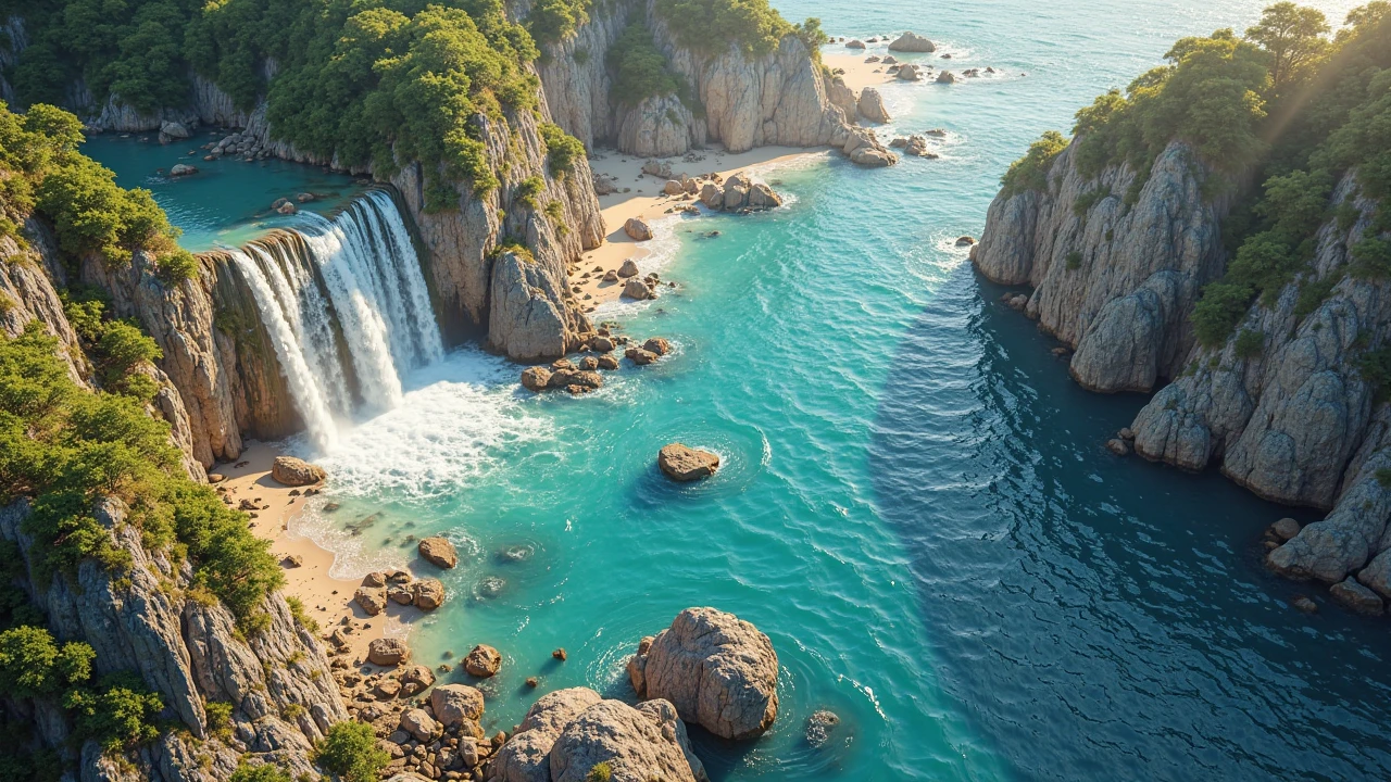 An abstract representation of natural elements like water, air, and sunlight, symbolizing the rejuvenating aspects of spending time in nature.