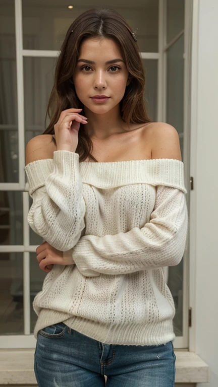 ((Best Quality)), ((Masterpiece)), (detailed), 1 girl, off shoulder sweater, 