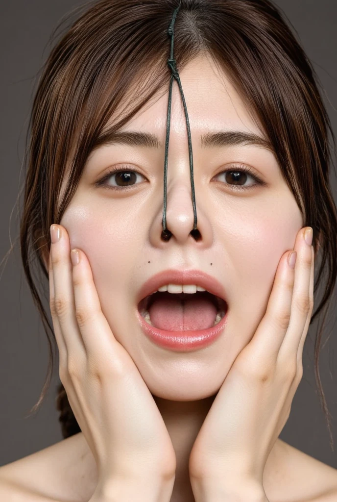 (Top Quality, Super Detail: 1), Young Girl, Upper Body, Front Lighting, Front Gonzo, Open Mouth, Beauty, Embarrassing Face