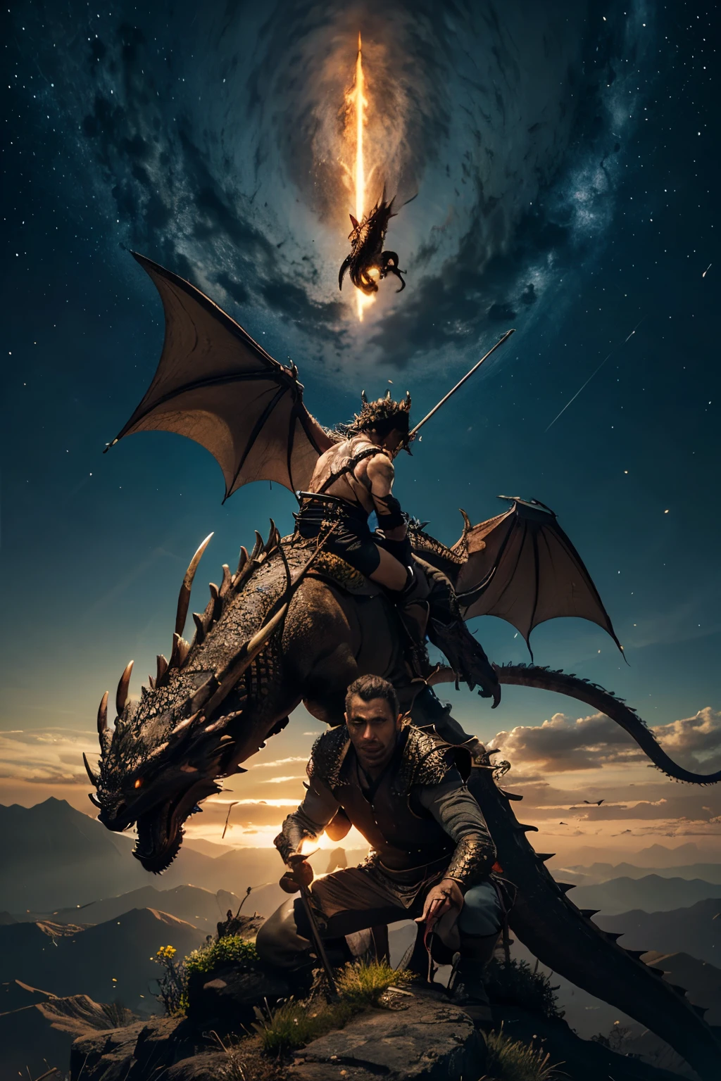 The Land of Dragons is a mystical realm where towering mountains house vast caves filled with treasure, and rivers of lava snake through lush forests. Majestic dragons dominate the skies, their shimmering scales reflecting the golden and red light of the sunset. Harmoniously constructed cities intertwine with nature, where humans and dragons coexist in a sacred alliance. Every element of the landscape pulses with ancient magic, creating a place where legends are born and every day is a new adventure filled with wonder and mystery.