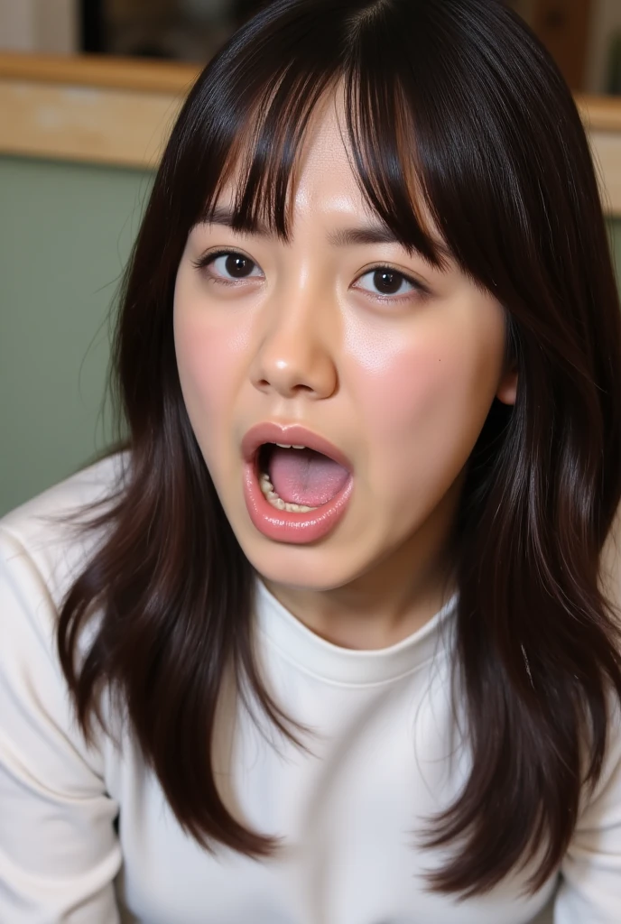 (8K, RAW photo, highest quality, masterpiece: 1.2), Super detailed, super resolution, (genuine, genuine photos: 1.37), portrait, High-definition RAW color photo, professional photos, 非常に詳細で美new, very detailed, 8k wallpaper, amazing details, huge file size, official art, very detailed CG Unity 8k wallpaper, very detailed beautiful girls, very detailed facesHighly detailed eyes, Very fine skin, very thin fingers, very small nose, very detailed detailed mouth, perfect anatomy, detailed background, Fine clothes, one girl, 20th generation, cute girl, genuineistic body, white skin, glowing skin, handsome body, black hair, cute, like々new, cute face, genuineistic face, delicate eyes, Tale's eyes The gaze of an old Horiwa camera, ((facing the front:1.331)). put your hands behind your head, hair pulling pose, very detailed white skin), twin tails, hair ornaments, Chubby),、troubled face, excited face, ((japanese school uniform)), unbearable face, leaky face、((Open your mouth wide and extend your tongue:1.3))、(((Straight in front:1.42)))、See here:1.3.smile、((White pillow under the head:1.4))、((with a sad expression:1.48))