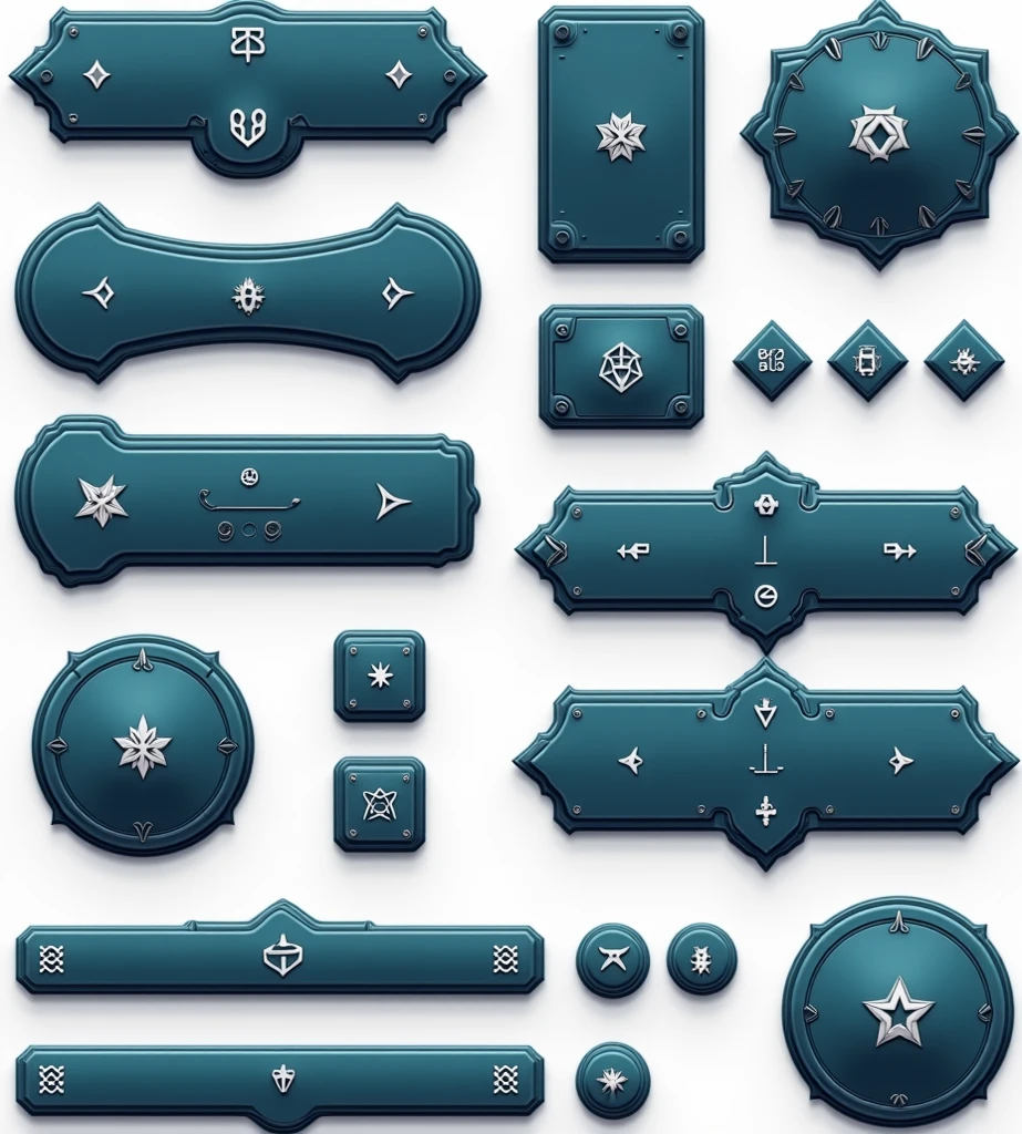 Create modern fantasy buttons, minimalist technology for an RPG game ...