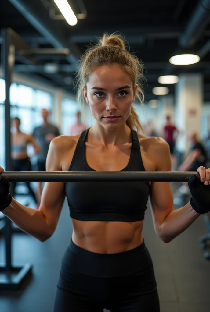 Emma watson in sports bra at gym full body view